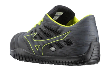 ミズノ 安全靴 F1GA190009 ブラック x ダークグレー x イエローの寸法図