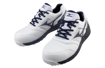 ミズノ 安全靴 F1GA210001 (ホワイト x ネイビー)(ひもタイプ)の商品写真