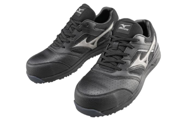 ミズノ 安全靴 F1GA210009 (ブラック x ダークシルバー)(ひもタイプ)の商品写真
