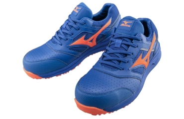 ミズノ 安全靴 F1GA210027 (ブルー x オレンジ)(ひもタイプ)の商品写真