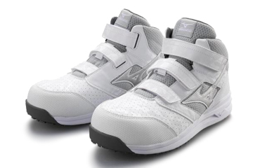 ミズノ 安全靴 F1GA220001(オールマイティ軽量ミッドカット)(ホワイトシルバー)の商品写真