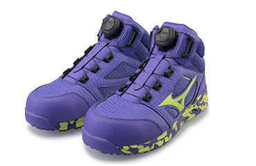 ミズノ 安全靴 F1GA220367 (LSII73M)オールマイティBOA(パープル/ライムグリーン)の商品写真