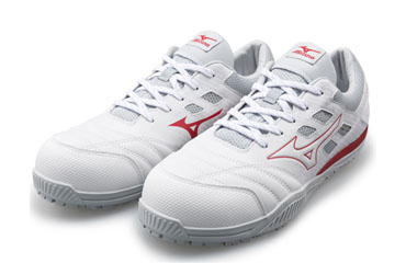 ミズノ 安全靴 F1GA2300-01 オールマイティTDII11L 紐(ワーキング)(01：ホワイトxレッド)(ひもタイプ)の商品写真