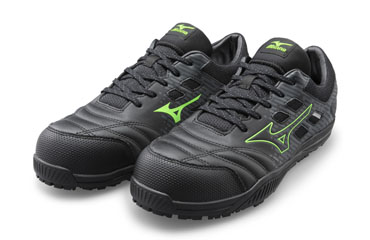 ミズノ 安全靴 F1GA2300-09 オールマイティTDII11L 紐(ワーキング)(09：ブラックxグリーン)(ひもタイプ)の商品写真
