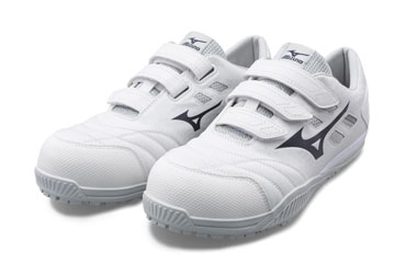 ミズノ 安全靴 F1GA2301-01 (オールマイティTDII22L ベルト/ワーキング/ユニセックス)(01：ホワイトxネイビー)(マジックタイプ)の商品写真