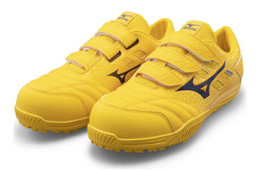ミズノ 安全靴 F1GA2301-45 (オールマイティTDII22L ベルト/ワーキング/ユニセックス)(45：イエローxネイビー)(マジックタイプ)の商品写真