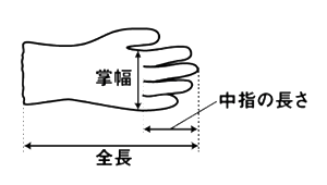 アトム タフレッド 1470 (天然ゴム背抜き手袋)の寸法図