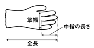 アトム ラバーホープ 214 (天然ゴム全面コーティング手袋)の寸法図