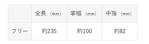 アトム 綿すべり止め手袋 1810 (10ゲージ/薄手タイプ) 1双入りの寸法表