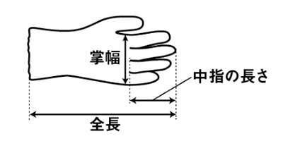 アトム 綿すべり止め手袋 1810 (10ゲージ/薄手タイプ) 1双入りの寸法図