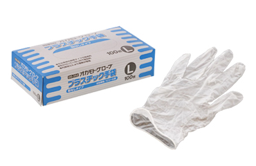 オカモト プラスチック手袋 (塩化ビニル樹脂/粉無しタイプ) OG-352 (100枚入り)の商品写真
