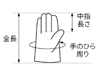 シモン 牛本革手袋 CG-715 (袖付き・親指/丸指型)の寸法図