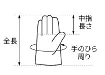 シモン アルゴン溶接用手袋 (5本指) CGS-123の寸法図