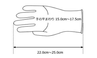 TOWA アクティブグリップ (ニトリルゴム背抜き手袋) No.581の寸法図