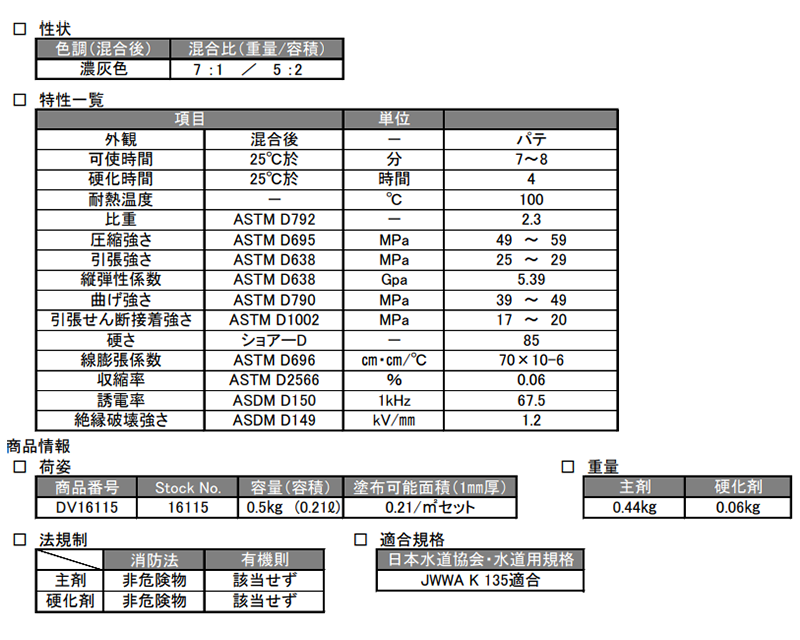 デブコンAQ (鉄粉入り・パテ状・速硬化)(濃灰色)(一般金属用補修剤)の寸法表