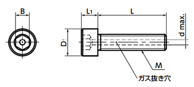 チタン (TB340C 2種) エアー抜き 六角穴付きボルト SVST(NBK製)の寸法図