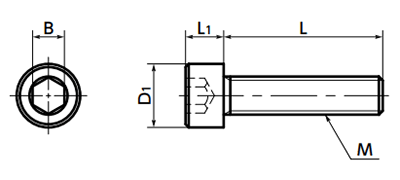 アルミ(A5056) 六角穴付きボルト(キャップスクリュー) SNSAの寸法図