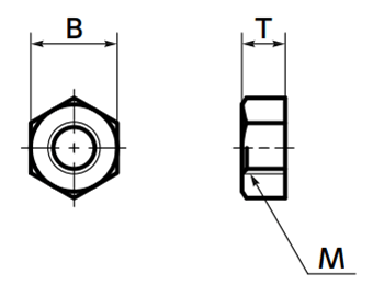 ステンレス SUS310S(耐熱鋼) 六角ナット1種(ミリネジ) SHNJの寸法図