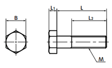 ステンレス(二相鋼) 六角ボルト(高強度、高耐食) (SNHDSの寸法図