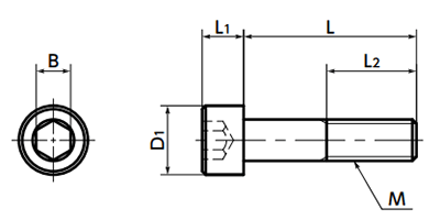 チタン (TB340C 2種) 六角穴付きボルト(キャップスクリュー) SNSTの寸法図