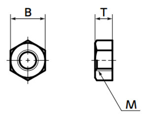 チタン (TW270 1種)六角ナット 1種(ミリネジ) SHNTの寸法図