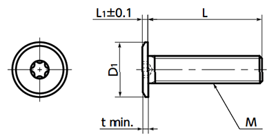鉄 ヘクサロビュラ穴付き超極低頭ボルト(超極低頭TRX CAP) SET-BNI(黒Ni)の寸法図
