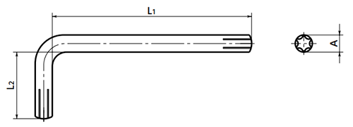 鋼 ヘクサロビュラレンチ(六角棒スパナ) SKX(鍋屋バイテック)の寸法図
