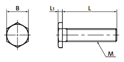 ステンレス(SUS304相当) 極低頭六角ボルト(全ねじ) SNHS-LHの寸法図
