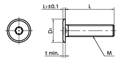 アルミニウム合金(A5056) ヘクサロビュラ穴付き 超極低頭ボルト(超極低頭TRX CAP) SETAの寸法図