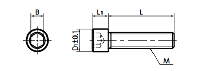 ステンレス SUSXM7 六角穴付き小頭ボルト(キャップスクリュー)(SNSS-SD)(10本入)(NBK製)の寸法図