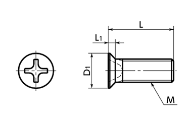 鉄(+)0番-1種 皿頭小ねじ (精密機器用微細ねじ)(SNZF-TBZ)(50本入)(NBK製)の寸法図