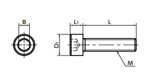 鋼 六角穴付きボルト(キャップスクリュー)(精密機器用/微細 ねじ)(SNS-M)(10本入)(NBK製)の寸法図