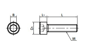 ステンレス SUSXM7六角穴付きボルト(精密機器用/微細 ねじ)(SNSS-M)(10本入)(NBK製)の寸法図
