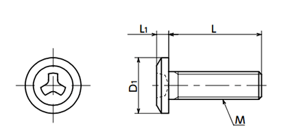 ステンレス いたずら防止極低頭ボルト(専用Y型)(SRSHS/小袋入り)(NBK製)の寸法図