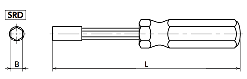 スリーロブ穴付きボタンボルト/ピン付(SRSAS)専用ドライバー(SRD)(NBK製)の寸法図