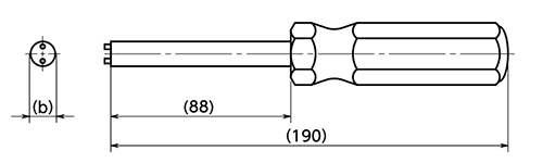 TRF ワンサイドいたずら防止ねじ用ドライバー (SROT)(SROS専用)(NBK製)の寸法図