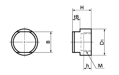 樹脂 カバーキャップ 専用ボルト用(内ねじ付)PTFE)(SCAP-PT)の寸法図