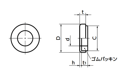 ステンレス シール座金 (ゴムパッキン・EPDM)(SWS-E)(NBK製)の寸法図