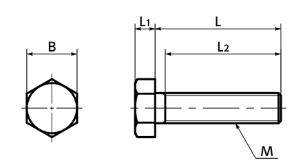 ピーク(樹脂製)六角ボルト (SPE-H/小袋入り)(うす茶色)(NBK製)の寸法図