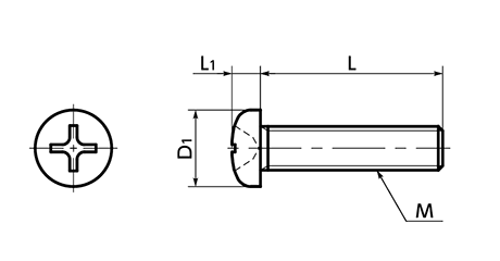 PPS(樹脂製)(+)ナベ頭 小ねじ (SPS-P/小袋入り)(うす茶)(NBK製)の寸法図