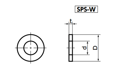 PPS(ポリフェニレンサルファイド) 平座金 (丸ワッシャー)(SPS-W/小袋入り)(うす茶)(NBK製)の寸法図