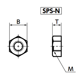 PPS(樹脂製) 六角ナット (SPS-N/小袋入り)(うす茶)(NBK製)の寸法図