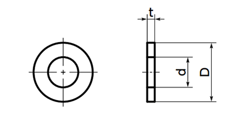 テフロン(PTFE・樹脂製) 平座金 (ワッシャー)(SPT-W)(NBK製)の寸法図