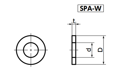 レニー(高強度ナイロン) 丸型平座金 (丸ワッシャー)(SPA-W/小袋入り)(アイボリー色)(NBK製)の寸法図