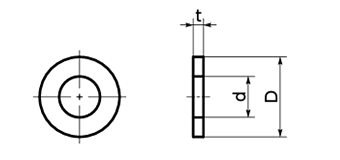 ポリカーボネート 平座金 (ワッシャー)(SPC-W/小袋入り)(透明)(NBK製)の寸法図