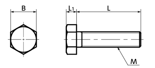 樹脂製 六角ボルト (ベスペルSP-1 /非熱可塑性ポリイミド樹脂)(高耐熱)(SPD-H)(NBK製)の寸法図