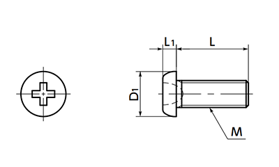 ピーク(樹脂製)(+)ナベ頭 小ねじ (精密機器用微細ねじ)(うす茶)(SPE-MC)(10本入)(NBK製)の寸法図