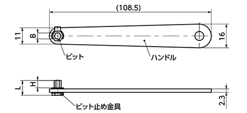 狭所作業対応プレート形薄型ドライバ (SKND)(六角穴用)(NBK品)の寸法図