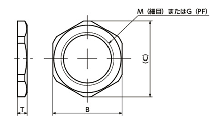 真鍮 薄形管用ナット(管用ねじ/G)(SWNB)(NBK製)の寸法図