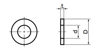 鉄 平座金 (異種金属接触腐蝕防止処理)(SWA-F-GJ)(NBK製)の寸法図